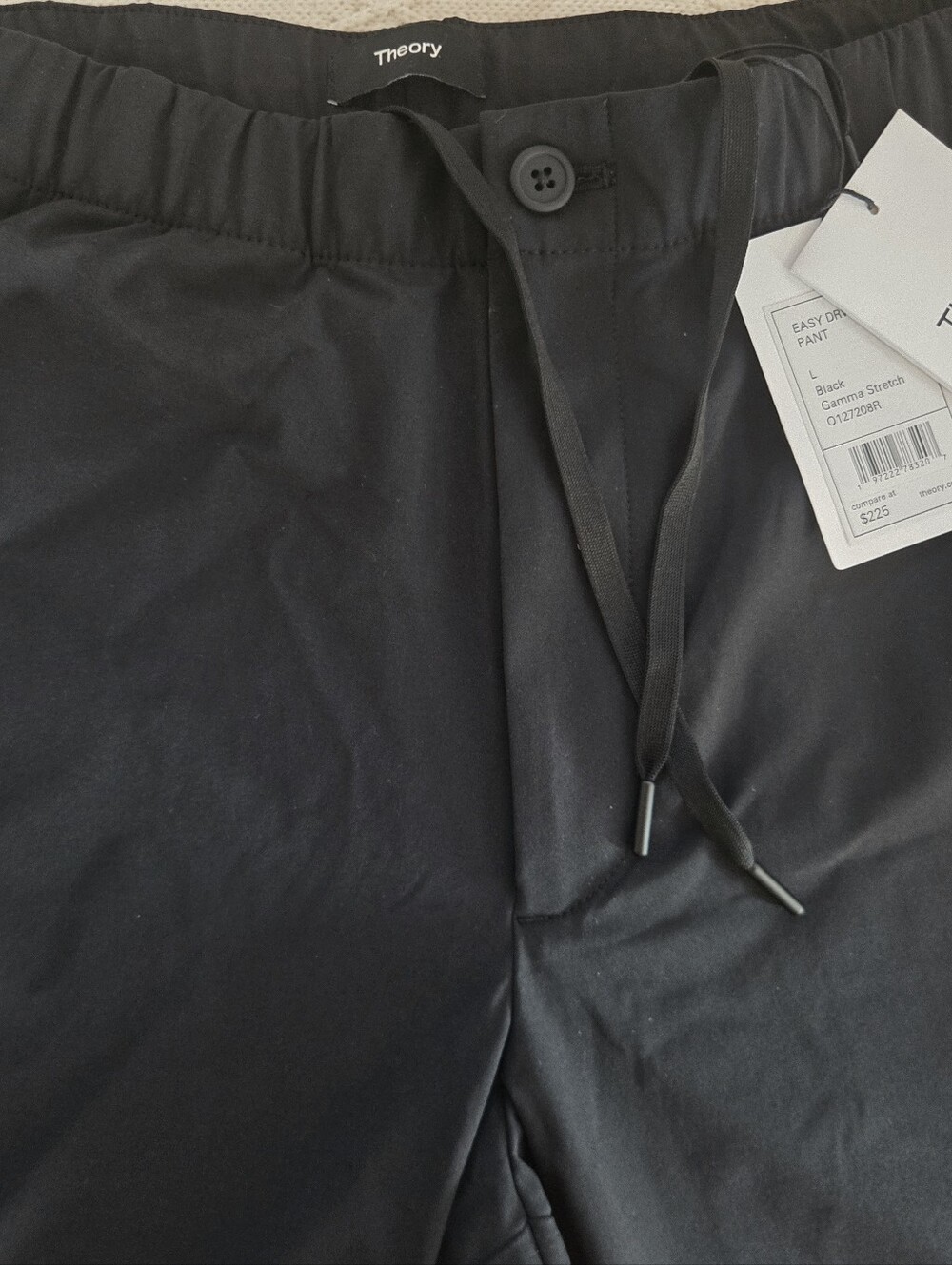 Theory Men's Black Drawstring Stretch Pants